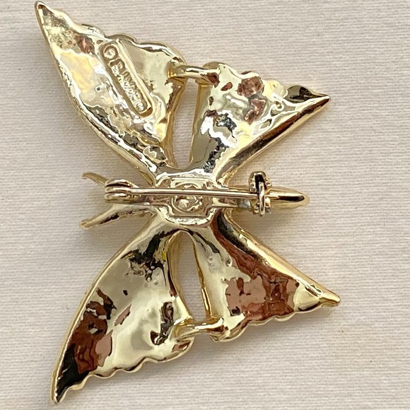 Gerry's Butterfly Brooch Gold Tone With Clear Rhinestones - Picture 4 of 7